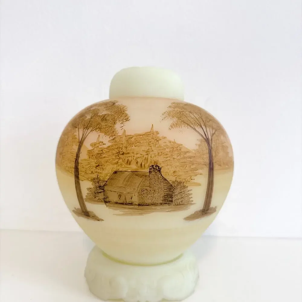 VINTAGE FENTON ART GLASS GINGER JAR 3-PC 